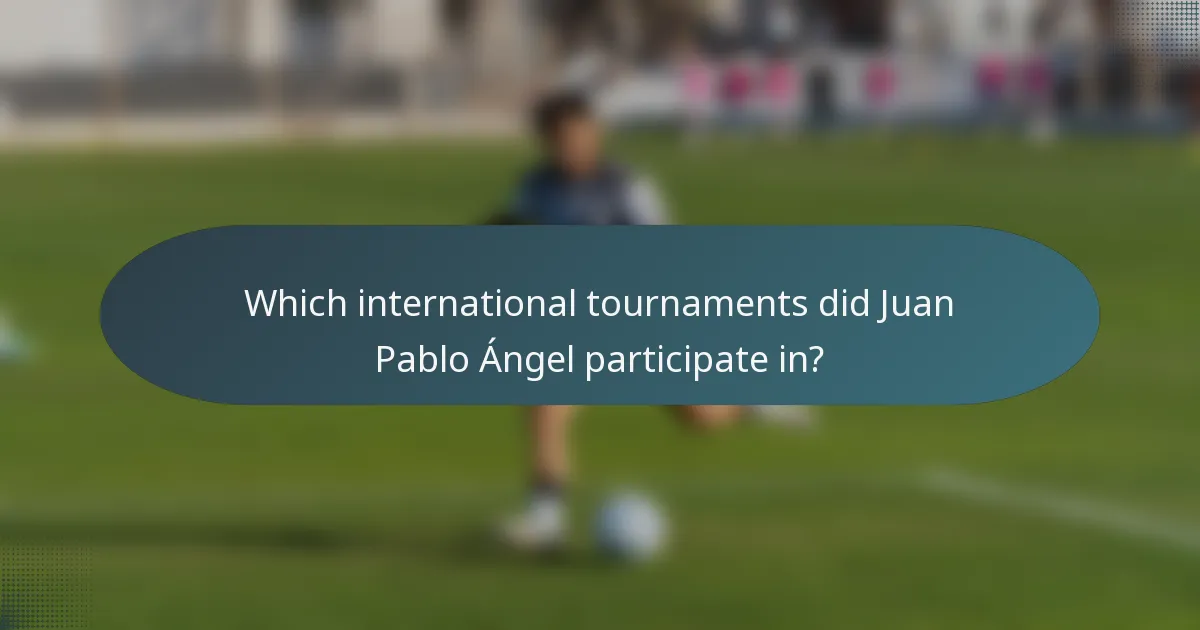 Which international tournaments did Juan Pablo Ángel participate in?